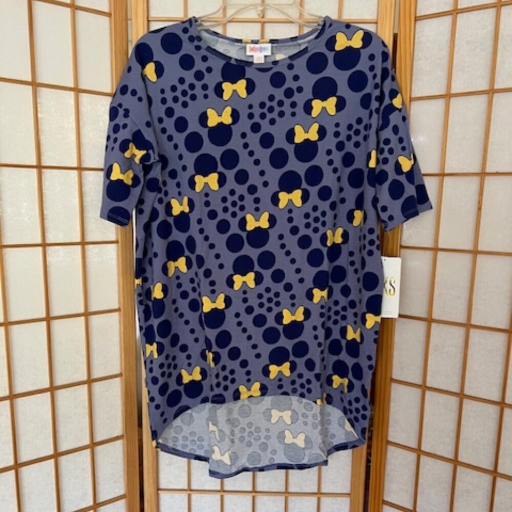 LuLaRoe Shirt. Irma. Purple and Yellow